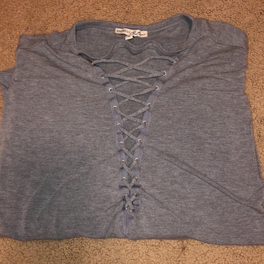 Express long sleeve criss cross top